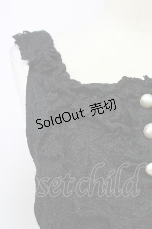 画像3: metamorphose / 総レースパールリボンジャンパースカート  黒 T-25-10-17-021-ME-OP-SA-ZT (3)