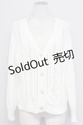 axes femme / 透かし柄ニットカーディガン  ホワイト T-25-10-17-005-AX-TO-SA-ZT265