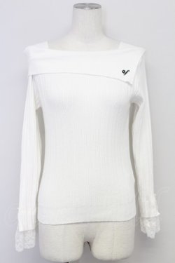 画像1: axes femme / ロゴ刺繍入オフショルニット  シロ T-25-10-17-007-AX-TO-SA-ZT
