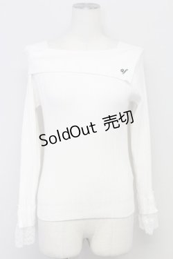 画像1: axes femme / ロゴ刺繍入オフショルニット  シロ T-25-10-17-007-AX-TO-SA-ZT265