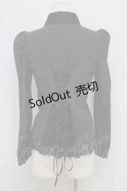 画像2: BPN / ストライプ刺繍長袖ブラウス  黒 T-25-10-17-009-GO-BL-SA-ZT