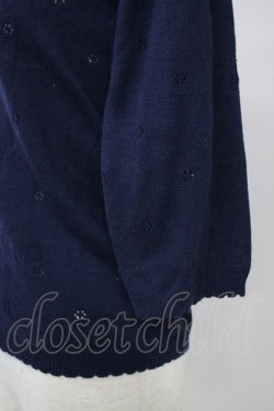 画像6: axes femme / 肩レース透かしニットカーディガン  ネイビー T-25-10-19-019-AX-TO-SA-ZI