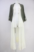 axes femme / ロングジレ付きカーディガン  グリーンＸアイボリー T-25-10-19-021-AX-TO-SA-ZT