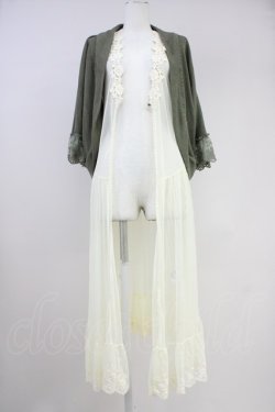 画像1: axes femme / ロングジレ付きカーディガン  グリーンＸアイボリー T-25-10-19-021-AX-TO-SA-ZT