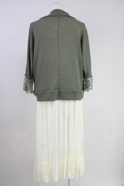画像2: axes femme / ロングジレ付きカーディガン  グリーンＸアイボリー T-25-10-19-021-AX-TO-SA-ZT