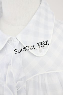 画像3: axes femme / ビジュ襟ノースリーブチェックワンピース  サックスＸ白 T-25-10-19-027-AX-OP-SA-ZI