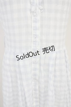 画像4: axes femme / ビジュ襟ノースリーブチェックワンピース  サックスＸ白 T-25-10-19-027-AX-OP-SA-ZI