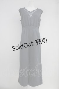 axes femme / 胸元刺繍サロペット  グレー T-25-10-19-039-AX-OP-SA-ZI