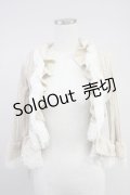 axes femme / フリル襟編み上げニットボレロ M アイボリーＸ白 T-25-10-19-007-AX-TO-SA-ZT