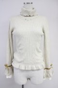 axes femme / 袖レースラメニットプルオーバー  アイボリー T-25-10-19-008-AX-TO-SA-ZT