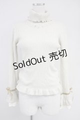 axes femme / 袖レースラメニットプルオーバー  アイボリー T-25-10-19-008-AX-TO-SA-ZI
