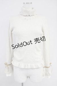 axes femme / 袖レースラメニットプルオーバー  アイボリー T-25-10-19-008-AX-TO-SA-ZI