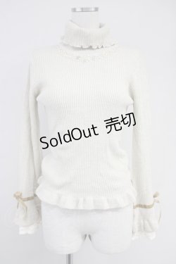 画像1: axes femme / 袖レースラメニットプルオーバー  アイボリー T-25-10-19-008-AX-TO-SA-ZI