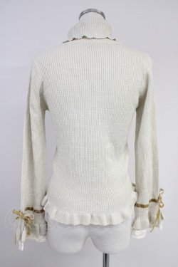 画像2: axes femme / 袖レースラメニットプルオーバー  アイボリー T-25-10-19-008-AX-TO-SA-ZT