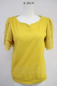 axes femme / チュール×ブーケ刺繍プルオーバー  イエロー T-25-10-19-009-AX-TO-SA-ZI