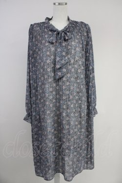 画像1: axes femme / フラワー総柄長袖ワンピース  グレー T-25-10-19-010-AX-OP-SA-ZT