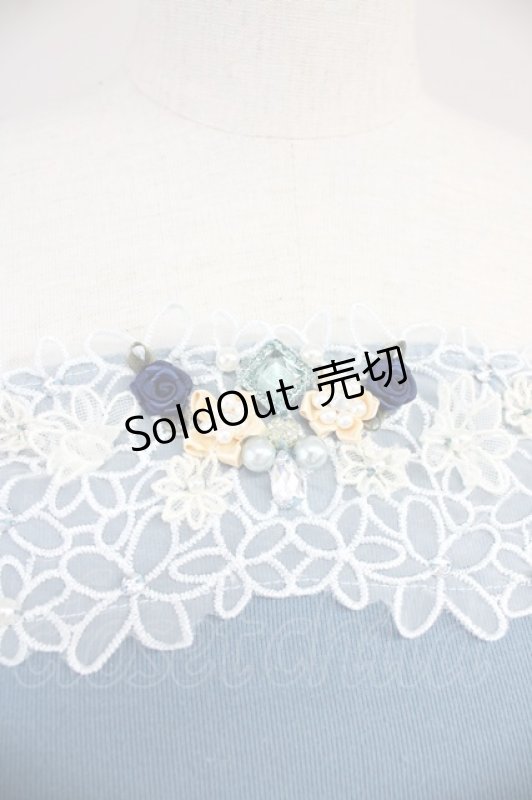 画像3: axes femme / フラワーレース巻き薔薇キャミトップス  サックスＸ白 T-25-10-19-011-AX-TO-SA-ZI (3)