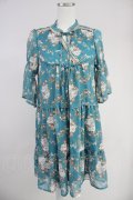 axes femme / 花柄シフォンチュニック  グリーン T-25-10-19-012-AX-TO-SA-ZT
