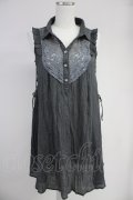 axes femme / モチーフレース使い楊柳チュニック  グレー T-25-10-19-013-AX-TO-SA-ZT