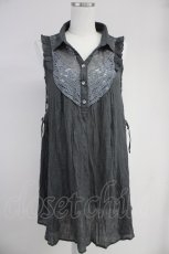 画像1: axes femme / モチーフレース使い楊柳チュニック  グレー T-25-10-19-013-AX-TO-SA-ZI (1)