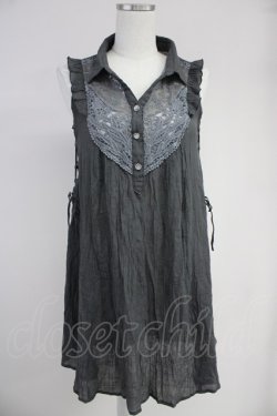 画像1: axes femme / モチーフレース使い楊柳チュニック  グレー T-25-10-19-013-AX-TO-SA-ZT