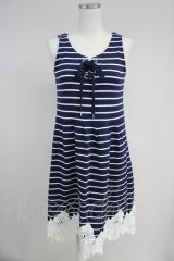 axes femme / ボーダーカットチュニ  ネイビーＸ白 T-25-10-19-015-AX-OP-SA-ZI