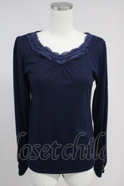 画像1: axes femme / レース重ねインナープルオーバー  ネイビー T-25-10-19-017-AX-TO-SA-ZT