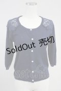 axes femme / 肩レース透かしニットカーディガン  ネイビー T-25-10-19-019-AX-TO-SA-ZI