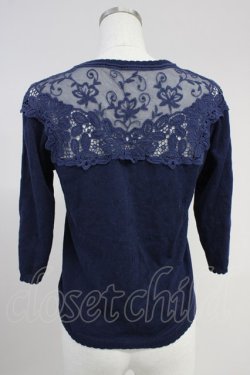 画像2: axes femme / 肩レース透かしニットカーディガン  ネイビー T-25-10-19-019-AX-TO-SA-ZT