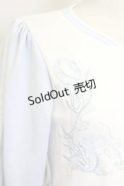 画像3: Jamie エーエヌケー / 龍刺繍タッセルジャージワンピース  サックスX白 T-25-10-24-020-LO-OP-SA-ZT