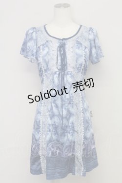 画像1: OZZ ANGELO / 天使窓風プリント半袖チュニック  青 T-25-10-24-021-OO-TO-SA-ZT410