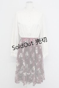 axes femme / マーガレット柄ハイネックワンピース  ワイン T-25-10-24-022-AX-OP-SA-ZT413