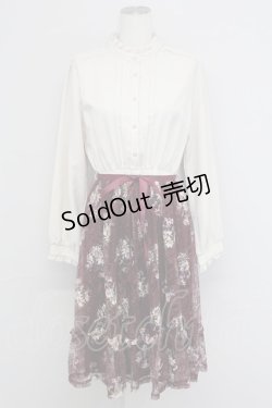 画像1: axes femme / マーガレット柄ハイネックワンピース  ワイン T-25-10-24-022-AX-OP-SA-ZT413