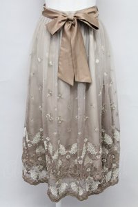 axes femme / グラデチュール刺繍スカート M キャメル T-25-10-24-026-AX-SK-SA-ZT413