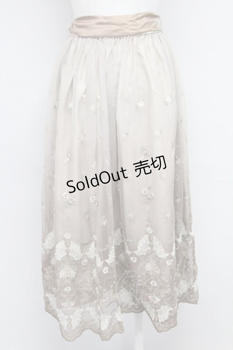 画像2: 【SALE】axes femme / グラデチュール刺繍スカート M キャメル T-25-10-24-026-AX-SK-SA-ZT413 (2)