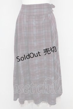 画像1: axes femme / ベルト付チェック柄ロングスカート  ワイン T-25-10-24-030-AX-SK-SA-ZT