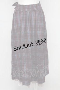 画像2: axes femme / ベルト付チェック柄ロングスカート  ワイン T-25-10-24-030-AX-SK-SA-ZT