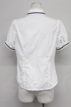 画像2: Blue rouge / ライン襟半袖ブラウス  白X黒 T-25-10-24-001-CA-BL-SA-ZT