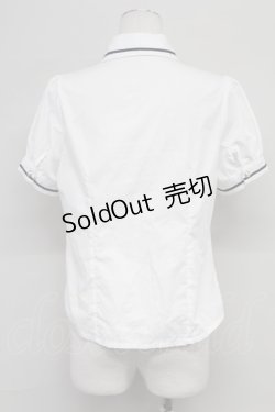 画像2: Blue rouge / ライン襟半袖ブラウス  白Ｘ黒 T-25-10-24-001-CA-BL-SA-ZT389