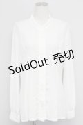【SALE】MIHO MATSUDA / 立ち襟シフォンロングブラウス L 白 T-25-10-24-005-GO-BL-SA-ZT389