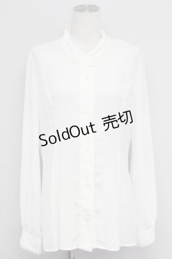 画像1: 【SALE】MIHO MATSUDA / 立ち襟シフォンロングブラウス L 白 T-25-10-24-005-GO-BL-SA-ZT389