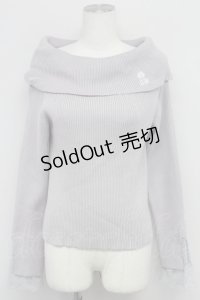 axes femme / ローズ刺繍オフショルニット  ラベンダー T-25-10-24-006-AX-TO-SA-ZT389