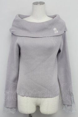 画像1: axes femme / ローズ刺繍オフショルニット  ラベンダー T-25-10-24-006-AX-TO-SA-ZT