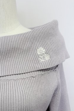 画像3: axes femme / ローズ刺繍オフショルニット  ラベンダー T-25-10-24-006-AX-TO-SA-ZT