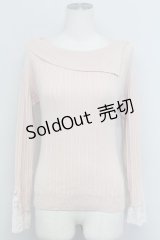 axes femme / ロゴ刺繍入オフショルニット  ピンク T-25-10-24-008-AX-TO-SA-ZT389