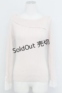 axes femme / ロゴ刺繍入オフショルニット  ピンク T-25-10-24-008-AX-TO-SA-ZT389