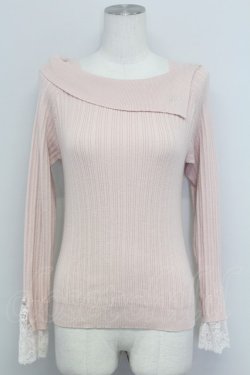 画像1: axes femme / ロゴ刺繍入オフショルニット  ピンク T-25-10-24-008-AX-TO-SA-ZT