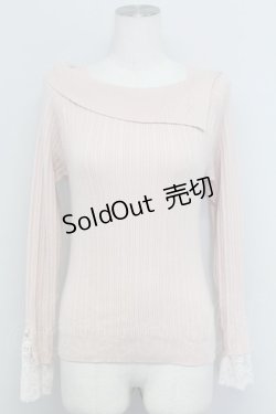 画像1: axes femme / ロゴ刺繍入オフショルニット  ピンク T-25-10-24-008-AX-TO-SA-ZT389