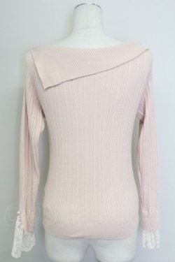 画像2: axes femme / ロゴ刺繍入オフショルニット  ピンク T-25-10-24-008-AX-TO-SA-ZT