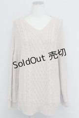 axes femme POETIQUE / 編み上げデザインニット M ピンク T-25-10-24-009-AX-TO-SA-ZT410